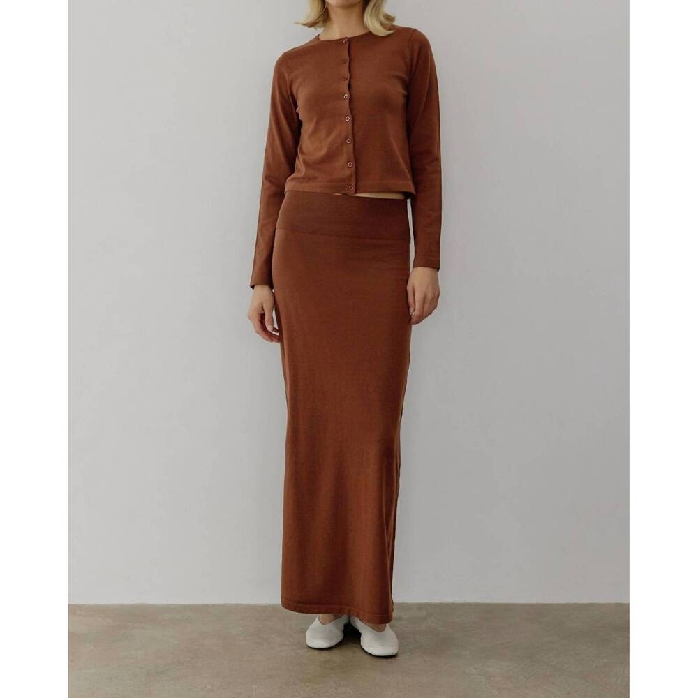 NEW ALL : ROW dane knit maxi skirt in brown